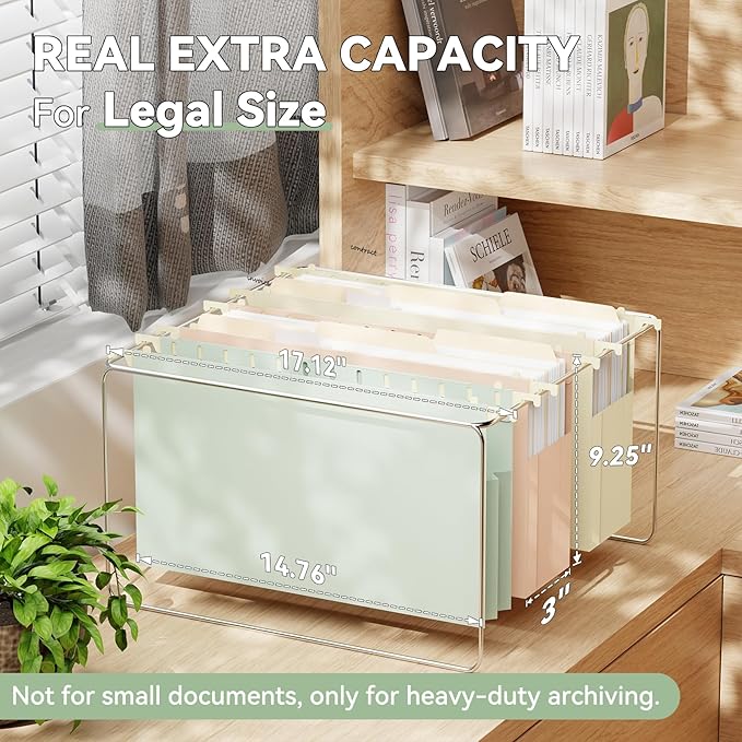 Extra Capacity Plastic Hanging File Folders Legal Size, 6 Pack Reinforced Legal Hanging Folders with 3 Inch Expansion,Heavy Duty Filing Cabinet Folders,Designed for Bulky Files, Pastel Color