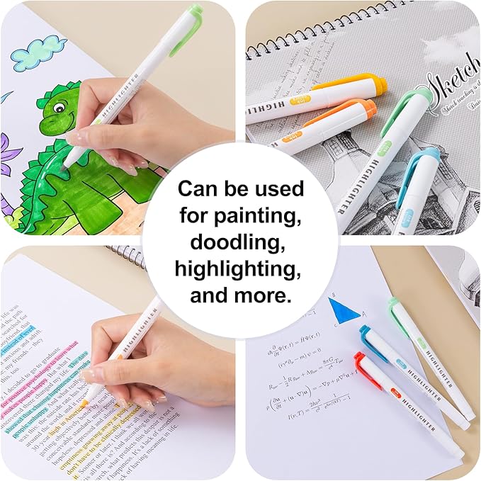 ZWlOT 30 Count Dual-Tip Highlighter Marker Set, Highlighters Assorted Colors, Quick-Drying Dual-Tip Fine-Point Highlighter Pen, Non-Bleeding Ink, Ideal for Bible Journals, Books and Notes (5 colors)