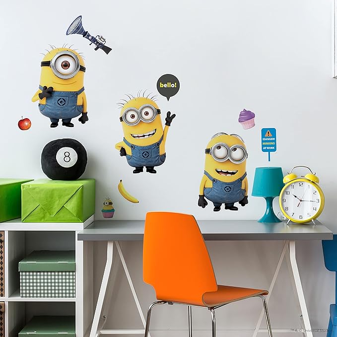 RoomMates RMK2081GM Despicable Me 2 Minions 12" x 48.5" Yellow Giant Giant Wall Decals, 11 Pieces (Pack of 4)