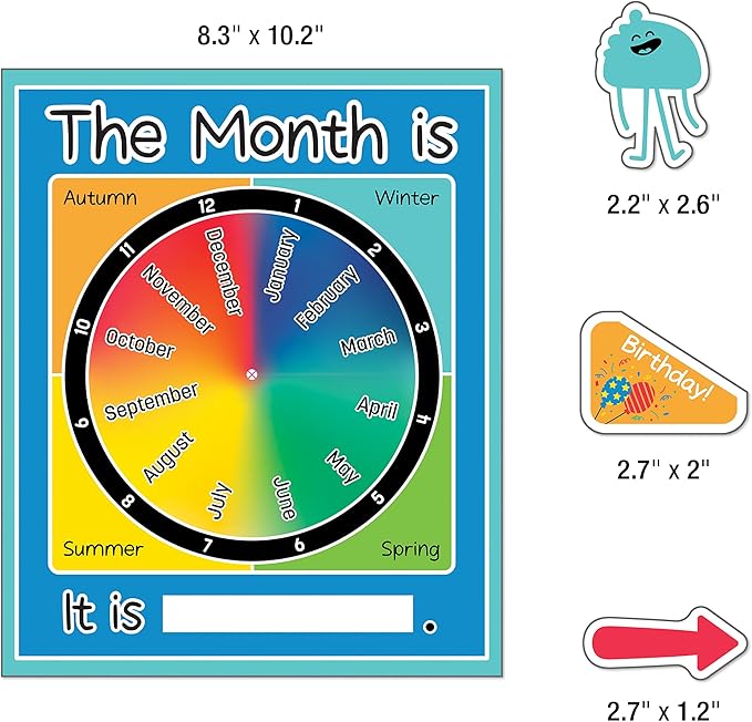 Carson Dellosa Happy Place 139 pc Set Calendar, Monthly Headers, Birthday, Holidays, Numbers Cover Ups, Seasons, Weather, and Days of The Week Chart for Classroom, Bulletin Board, Wall Decor