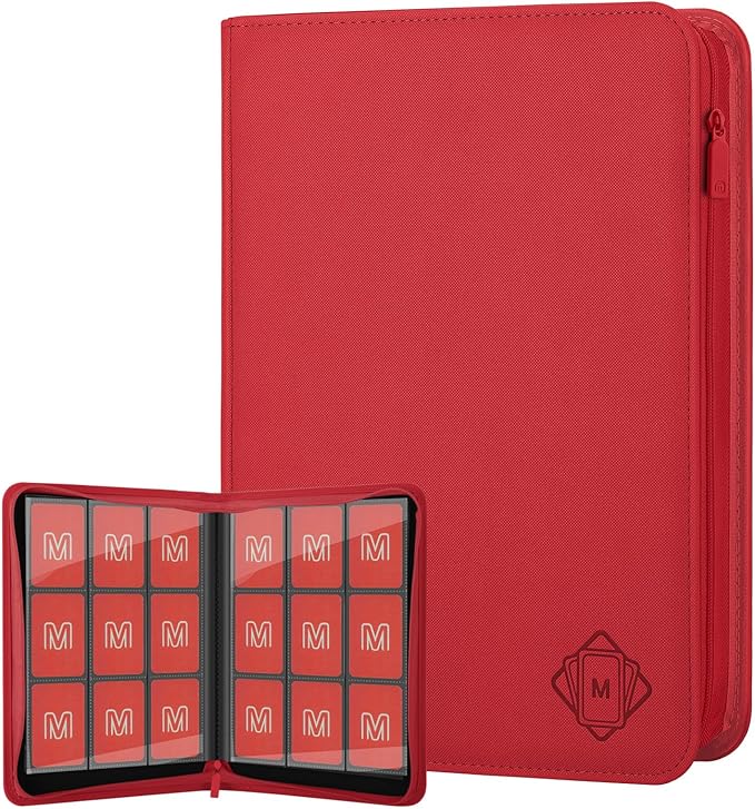 Trading Card Binder with 9 Side Loading Pocket Card Album Hold Up to 540 Cards PU Card Collection Binder, Collectible Albums Card Folder for MTG, TCG, Sports Cards（9-Red）