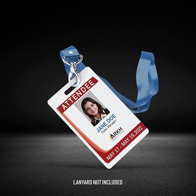 Avery Durable Tall ID Badges for Lanyards, Laser Printable on Both Sides, Blank White, 80 Total, 3.375" x 2.125" (61612)