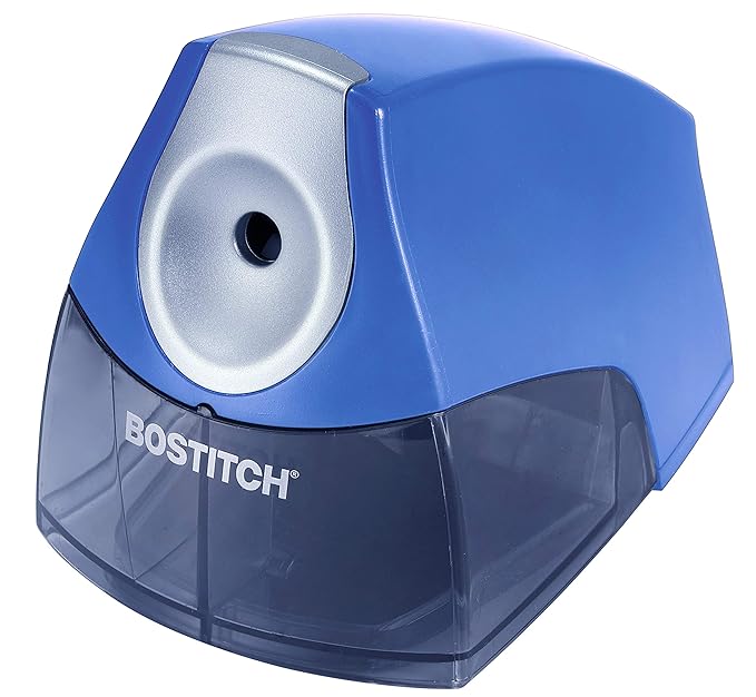 Bostitch Office Electric Pencil Sharpener, Heavy Duty Powerful Stall-Free Motor, High Capacity Shavings Tray, for Office or Classroom, Navy Blue