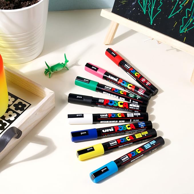 POSCA Canvas Paint by Number Kit, Harbor Hues - 8 Markers with 2 Pre-Drawn Canvases - For All Artists and Holiday Gifting