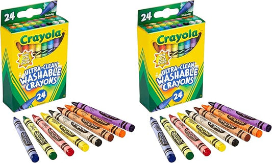 Crayola Washable Crayons, School Supplies, 24 Count (Pack of 2)