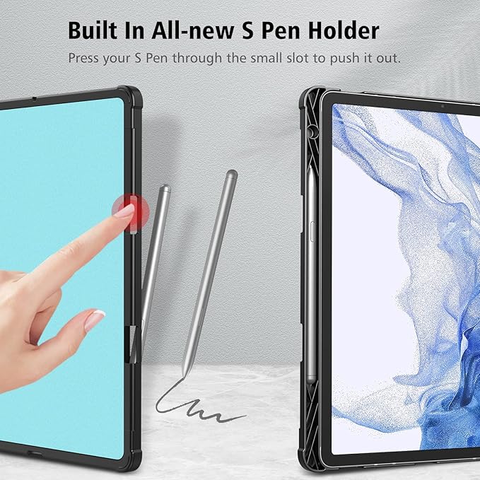 Fintie Case for Samsung Galaxy Tab S8/Tab S7 11 Inch (Model SM-X700/X706/T870/T875/T878) with Built-in S Pen Holder, Multiple Angle Portfolio Business Cover with Pocket Auto Sleep/Wake, Turquoise