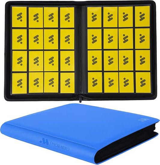 Card Binder 16 Pocket,Trading Card Binder Holds up to 1408 Cards with 44 Sleeves,Zipper Card Holder Album Compatible with TCG Card/Game Cards/Sports Card-Light blue