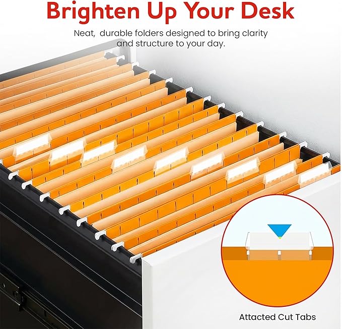 Orange Hanging File Folders – 8 Pack, Letter Size File Organization Folders for Home, Office, School & Filing Cabinets