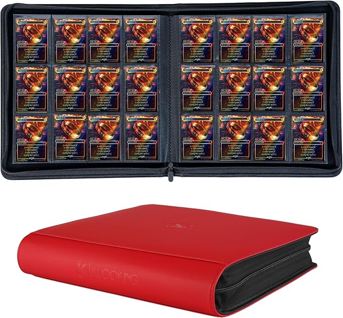1200+ Pockets Trading Card Binder, 12-Pocket Card Ablum Compatible with lorcana,MTG,Sports Cards & Other Standard Size Trading Card (RED)