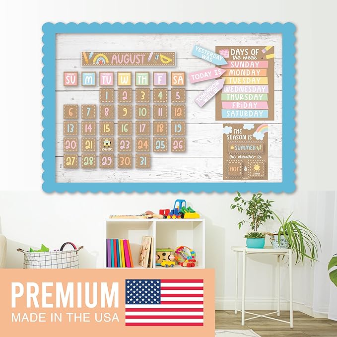 Hadley Designs Classroom Calendar Set Bulletin Board Decorations - School Calendar for Classroom Elementary, Preschool Must Haves, Homeschool & Daycare Essentials, Kraft Teacher Calendars