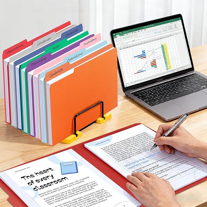 30-Pack Color File Folders, 1/3 Cut Tab, Assorted 5 Colors Letter Size Manilla Folder for School/Office/Classroom
