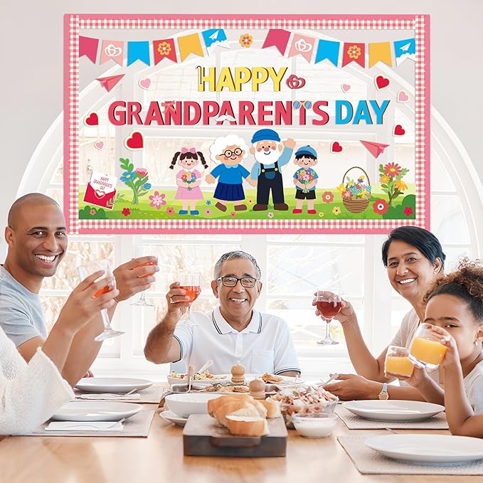 party greeting Happy Grandparents Day Bulletin Board Set Grandma and Grandpa Party Classroom Decoration Family Paper Cutouts Bulletin Board Border for Retirement Party Chalkboard Wall Decor Supplies