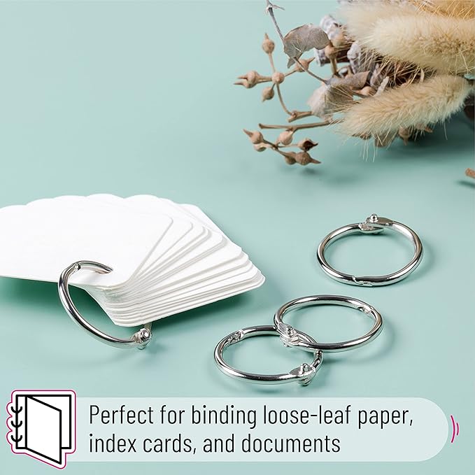Mr. Pen- Loose Leaf Binder Ring, 50 Pack, 1 Inch, Loose Leaf Binder Book Rings Bulk, for Books and Index Cards, for School, Home, or Office, Silver