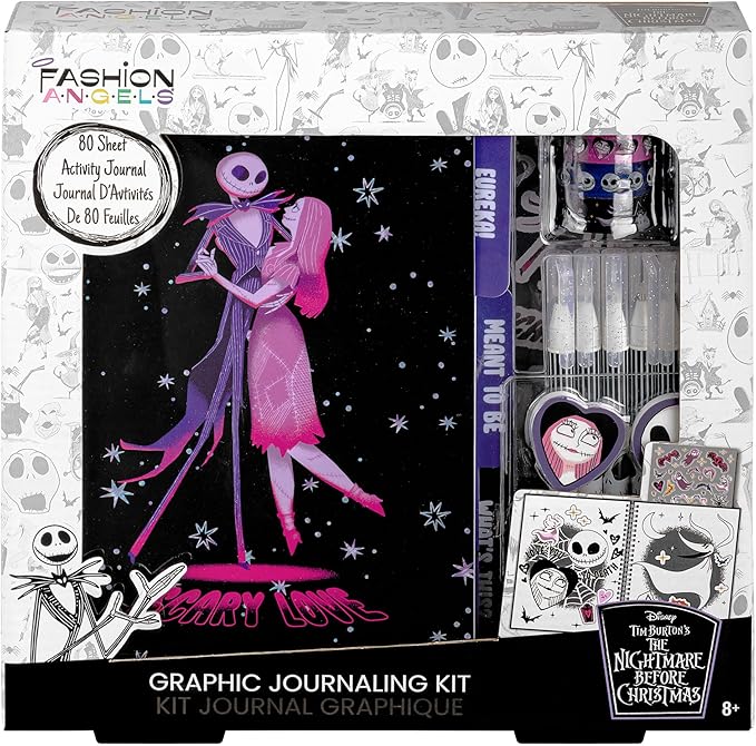 Fashion Angels The Nightmare Before Christmas Graphic Journaling Kit, Journal Set Includes Stickers, Gel Pens, Tape & Erasers, Ideal for Kids & Teens