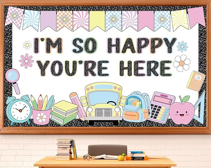 Back to School Bulletin Board Decorations Composition Notebook Classroom Bulletin Board Set Colorful Notebook Pencil Stationery Paper Cutouts for First Day of School Classroom Decor Supplies