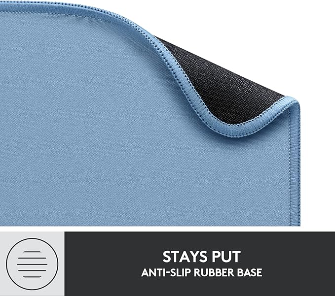 Logitech Mouse Pad - Studio Series, Computer Mouse Mat with Anti-Slip Rubber Base, Easy Gliding, Spill-Resistant Surface, Durable Materials, Portable, in a Fresh Modern Design, Blue Grey