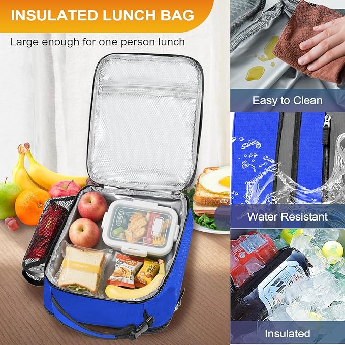 Expandable(18cans) Lunch Box Insulated Lunch bag for Men Kids Boys Teens Adult Portable Stylish Small Lunchbox With Shoulder Strap for Working Office school Picnic