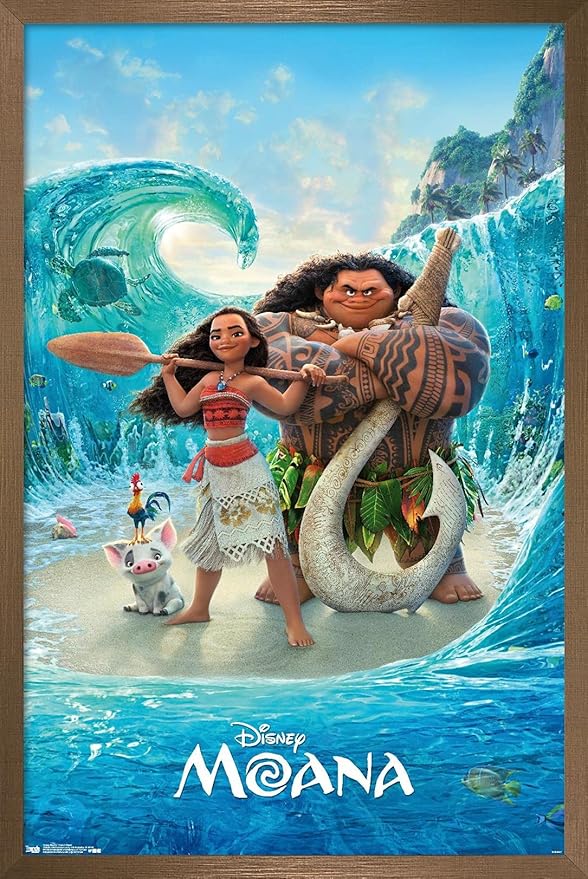 Disney Moana - Ocean Floor Wall Poster, 22.4L" x 14.7W", Bronze Framed Version