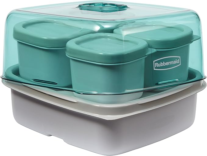 Rubbermaid Fasten + Go Sandwich Kit, Sea Foam Green, 4-Piece Set