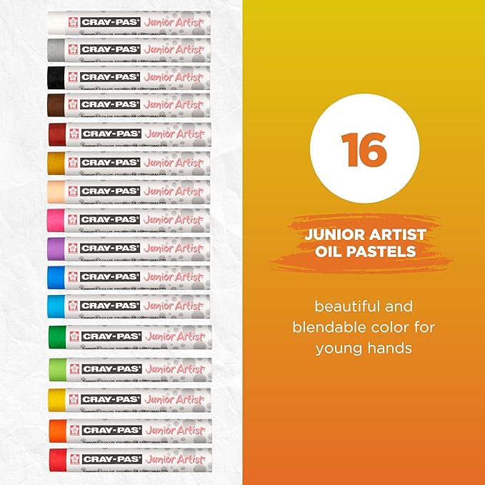 SAKURA Cray-Pas Junior Artist Oil Pastels, 16 Count (Pack of 1), Colors may vary