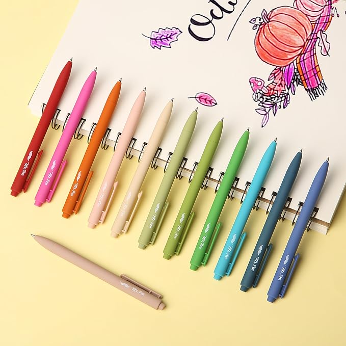 Mr. Pen- 12 Pack Retractable Gel Pens, Vintage & Colorful, Fine Tip 0.7mm