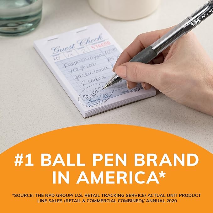BIC Glide Bold Blue Ballpoint Pens, Bold Point (1.6mm), 12-Count Pack, Retractable Ballpoint Pens With Comfortable Full Grip