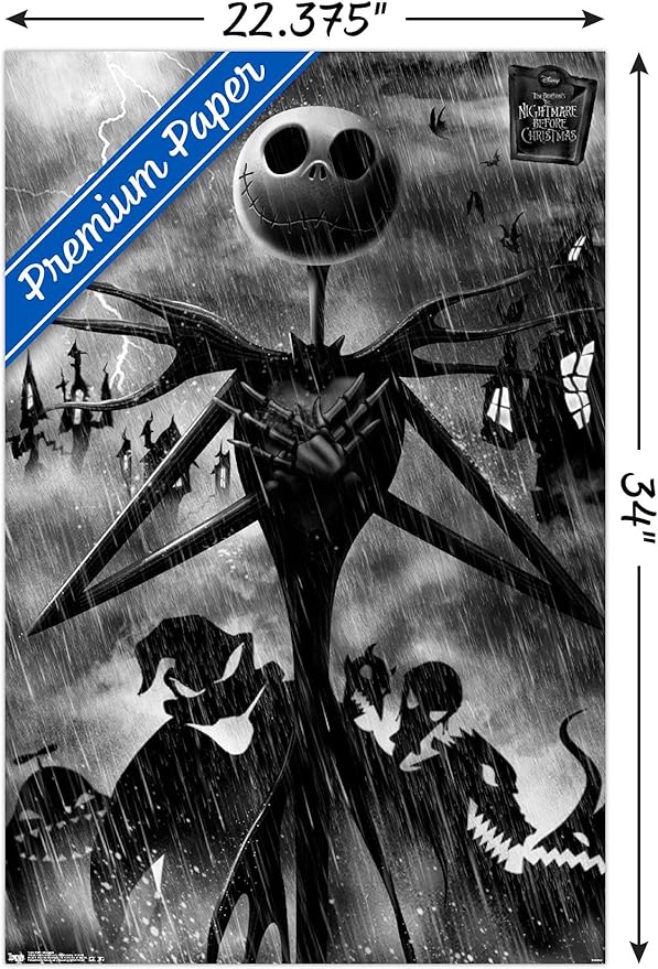 Trends International Disney Tim Burton's The Nightmare Before Christmas - Shadows Wall Poster, 34L x 22.4W, Premium Poster & Clip Bundle