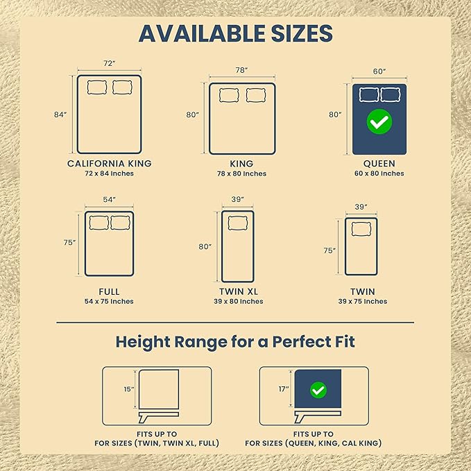 Utopia Bedding Waterproof Mattress Protector Queen Size, Premium 200 GSM Terry Mattress Cover, Soft & Breathable Bed Cover, Fitted Sheet Style with Stretchable Deep Pockets 17" (Beige)