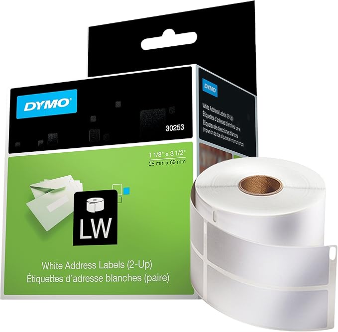DYMO 30253 LW Mailing Address Labels, 2-up, for LabelWriter Label Printers, 1 roll of 700