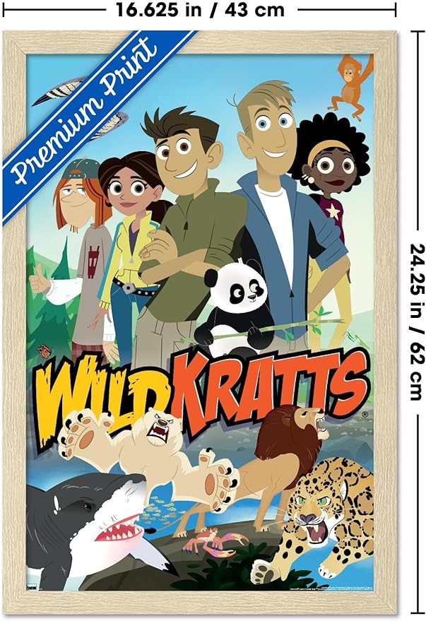 Wild Kratts - Group Wall Poster, 22.4L" x 14.7W", Blonde Framed Version