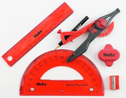 Maped - Helix Super School Kit (36008) (Colors May Vary) - Perfect for All Students - Measuring Dimensions for Design Projects - Convenient Carrying Pouch - Includes Carrying Pouch