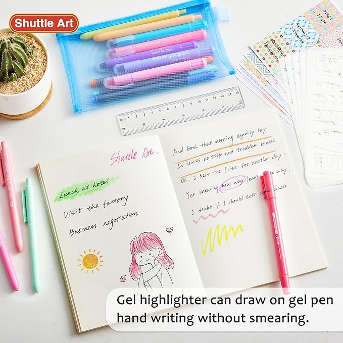 Shuttle Art Bible Highlighters and Pens No Bleed, 33 Pack Bible Journaling Kit, Bible Pens Gel Highlighters and Bible Tabs with a storage bag, Bible Markers No Bleed Through