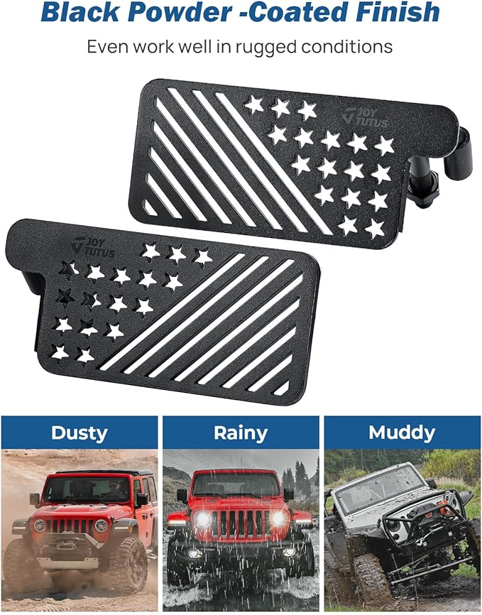 JOYTUTUS Wrangler Foot Pegs Doors Off Compatible with 2007-2026 Wrangler JK JL & Gladiator JT, Door Hinge Foot Pegs Foot Rest Pedals, US Flag Pattern