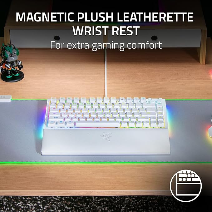 Razer BlackWidow V4 75% Mechanical Gaming Keyboard: Hot-swappable Design - Compact & Durable - Orange Tactile Switches - Chroma RGB - MF Roller & Media Keys - Comfortable Wrist Rest - White (Renewed)