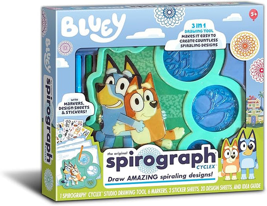 Spirograph Cyclex Set Bluey Drawing Kit, Arts and Crafts, Bluey Toys, Art Supplies, Stickers for Kids, Spiral Art, Markers, Design Sheet Included, Ages 5+