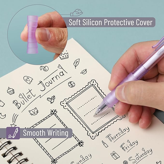 Mr. Pen- Gel Pen Set, 12 Pack, Pastel Purple Barrels, 1 x Aesthetic Highlighter, 0.5mm Purple Pens with Black Ink
