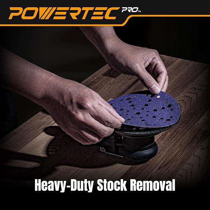 POWERTEC PRO 46100Z-150 6 Inch 49 Holes Sanding Disc, 150PK, 50 Each of 80/120/220 Grit, Zirconia Hook and Loop Sandpaper for Festool Random Orbital Sanders - Automotive, Paint, Metal, Woodworking