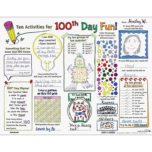 Really Good Stuff Ready-to-Decorate Ten Activities for 100th Day Fun! Posters - 24 Posters