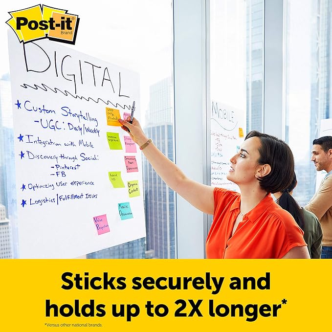 Post-it Super Sticky Tabletop Easel Pad, Great for Virtual Teachers & Students 20x23 Inches 20 Sheets/Pad Portable White Premium Self Stick Flip Chart Paper, Builtin Easel Stand_Pad (563R) (Pack of 2)