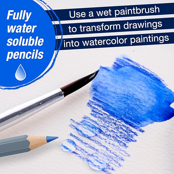 Faber-Castell Goldfaber Aqua Watercolor Pencils: Landscape Colored Pencils for Portraits, Dual Use Wet or Dry, Break-Resistant Cores, Art Supplies for Teens & Adults (12 Count)