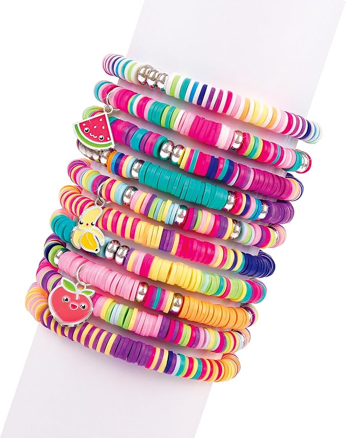 Make It Real Heishi Bead Kit - Vibrant Colors - Creative Beading Set for Kids Compatible with Bracelet Maker - Organize with Storage Case
