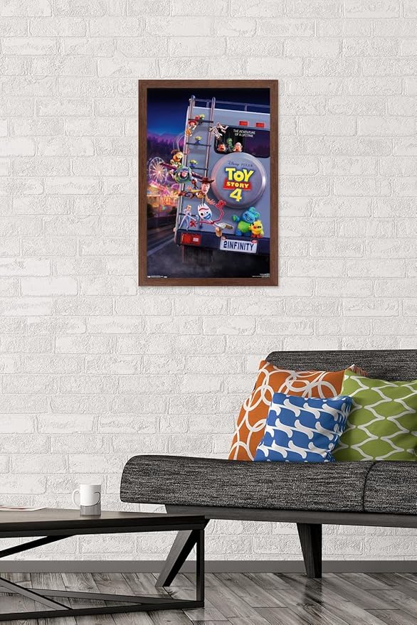 Trends International Disney Pixar Toy Story 4 - Final One Sheet Wall Poster, 14.725" x 22.375", Mahogany Framed Version