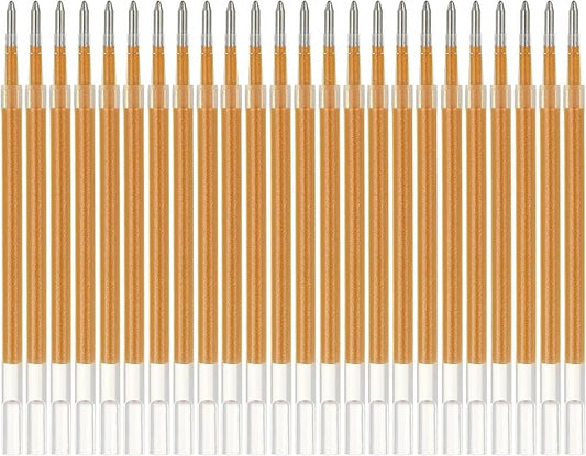 PATIKIL Gel Pen Refills,24 Pcs 0.8mm Medium Point Glitter Coloring Gel Ink Pen Replace Refills for Retractable Click Pens Writing Drawing Doodling Office Study Classroom Supplies,Gold Tone