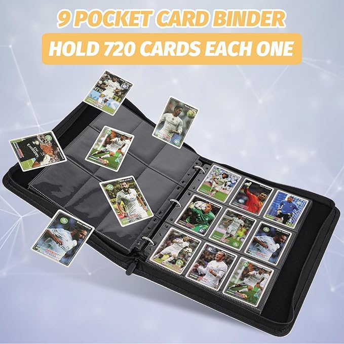 9 Pocket Card Binder, Premium Zip Trading Card Binder, 720 Double Sided Pocket PU Card Collection Binder, Collector Card Album, Card Folder for MTG, TCG, Sports Cards, Game Cards (Pink)