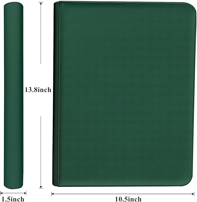 9-Pocket Zippered Trading Card Binder, 864 Pockets Double-Sided Side-Loading Card Organizer Album, PU Leather Card Holder Protector for MTG, TCG, Sports Cards (Green)
