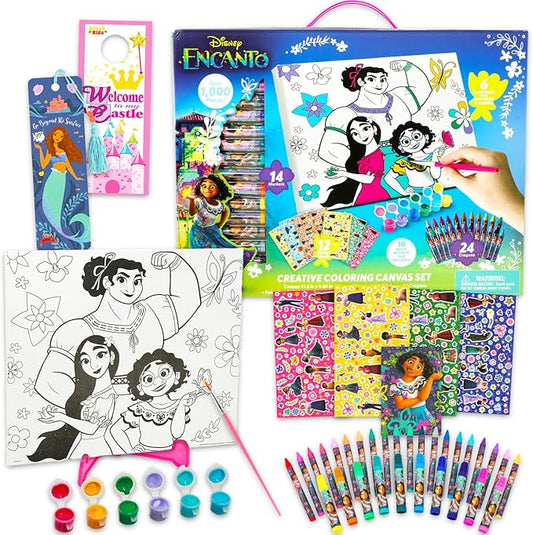 Disney Encanto Painting Kit for Kids Art Supplies Bundle with Large Canvas, Paint, Stickers, Coloring Pages, More Encanto Arts and Crafts Pack