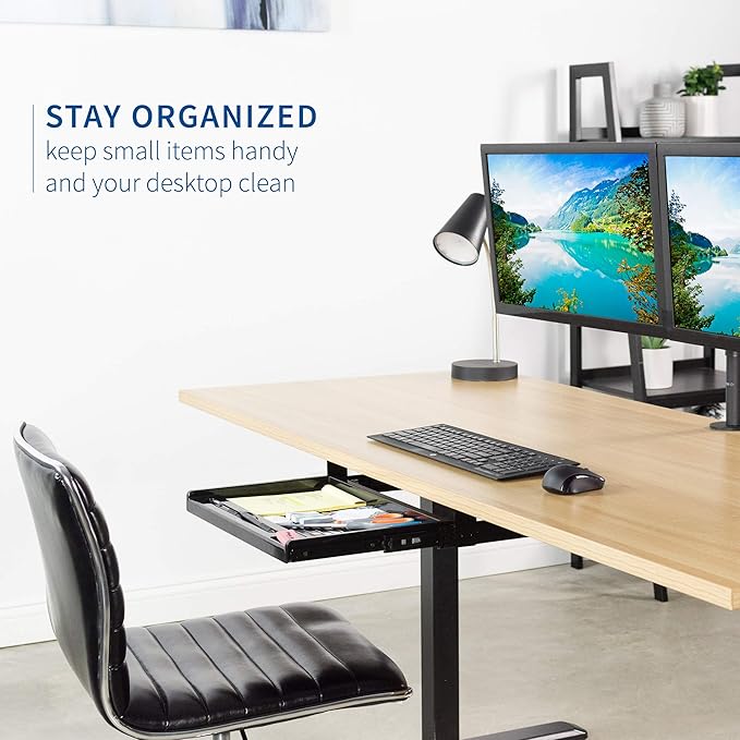VIVO 17 inch Under Desk Slim Slide Out Pencil Drawer, Home Office Storage Organizer Tray, Black, DESK-AC04D
