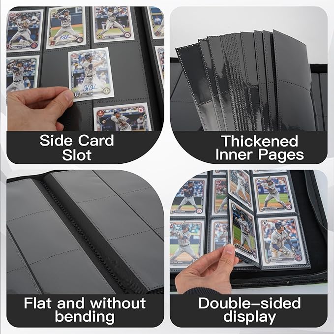 Premium Card Binder 12 Pocket for 720 Pockets Trading Card Binder, PU Zipper Card Collection Album, Book Holder for MTG, TCG, Game Cards, Sports Cards(Blue)