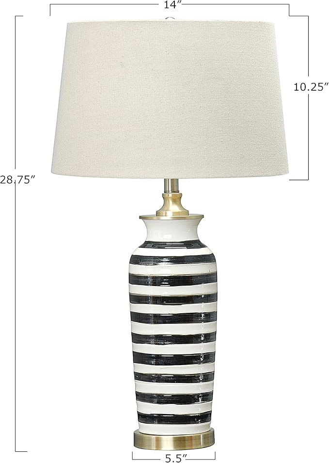 Creative Co-Op 29" H Striped Ceramic and Metal Desk Lamp