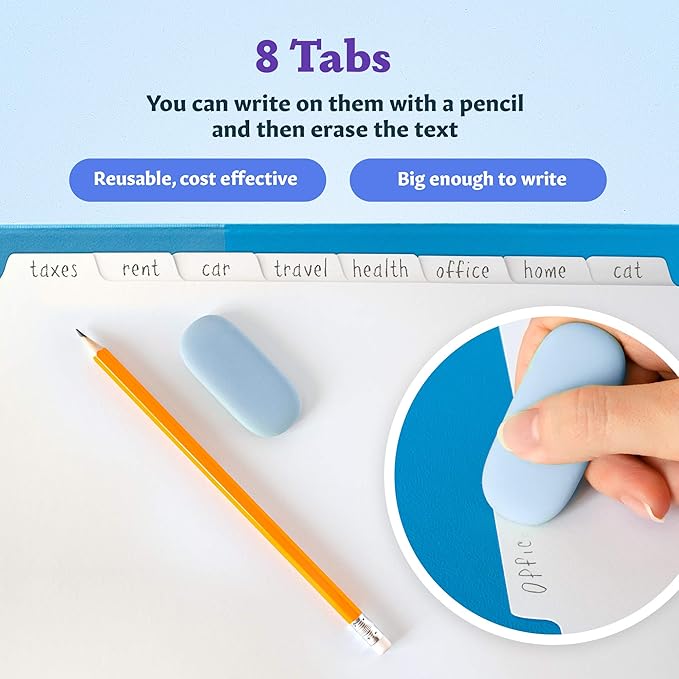 Binder Dividers with Tabs - (Set of 36) x 8 Tab Dividers for 3 Ring Binders, White, Reinforced Edge - Ideal for Keeping Your Documents Neat and Professional